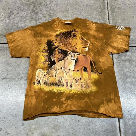 The Mountain Other - vintage the mountain lion nature animal orange shirt size xl